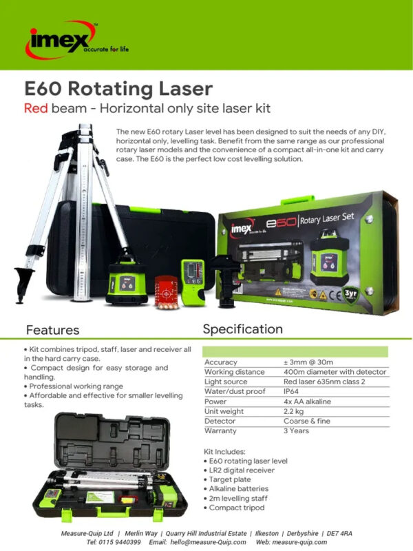 Imex E60 Rotating Laser - Mitra Laser Store